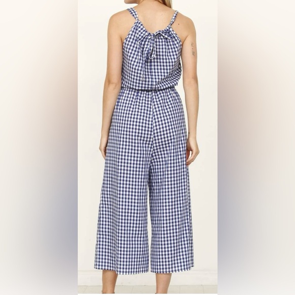 Égs by Élogues Blue Gingham Halter Cropped Jumpsuit Women's Size 1X - Picture 6 of 8